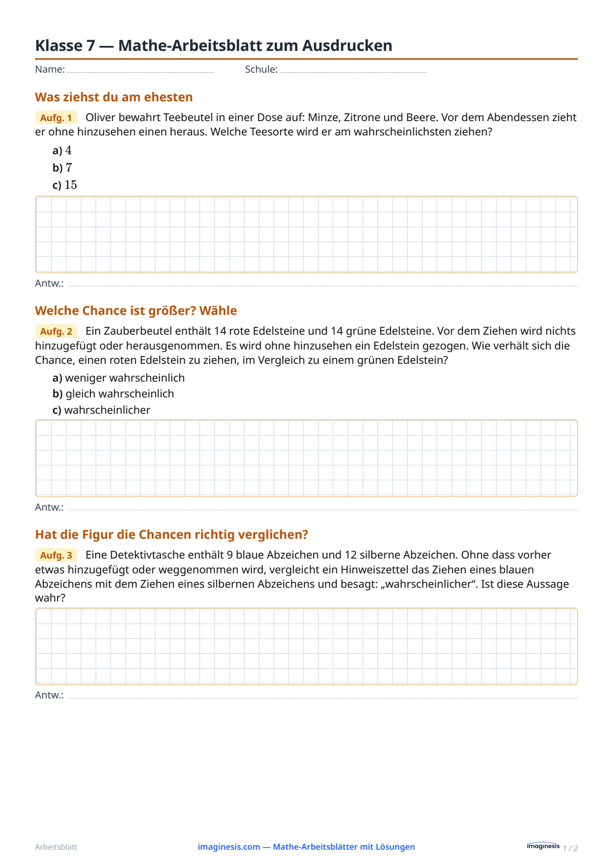 Klasse 7 — Mathe-Arbeitsblatt zum Ausdrucken — Schülerblatt: Mathe-Arbeitsblatt zum Ausdrucken (Klasse 7, Vereinigtes Königreich)