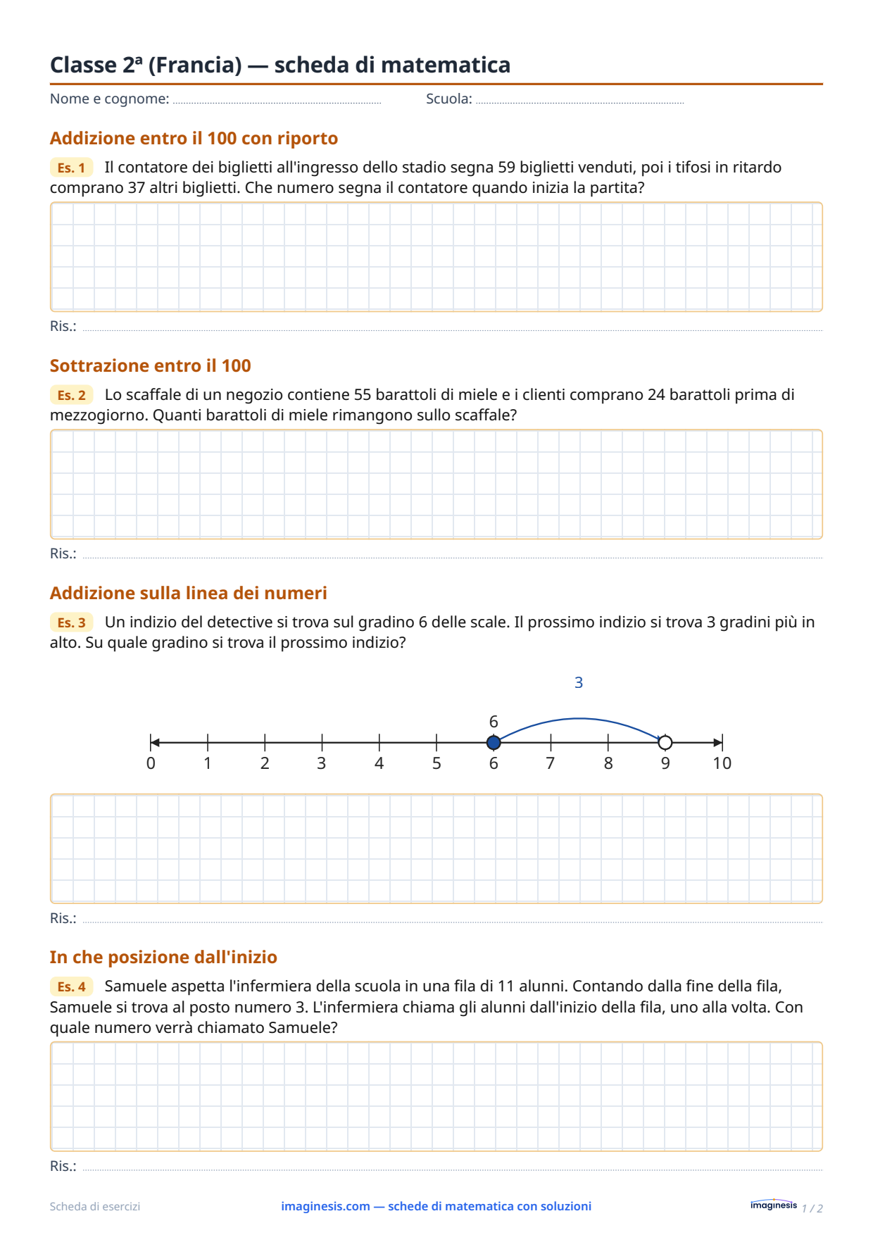 Classe 2ª (Francia) — scheda di matematica — Scheda dello studente: scheda di matematica da stampare (Classe 2ª, Francia)