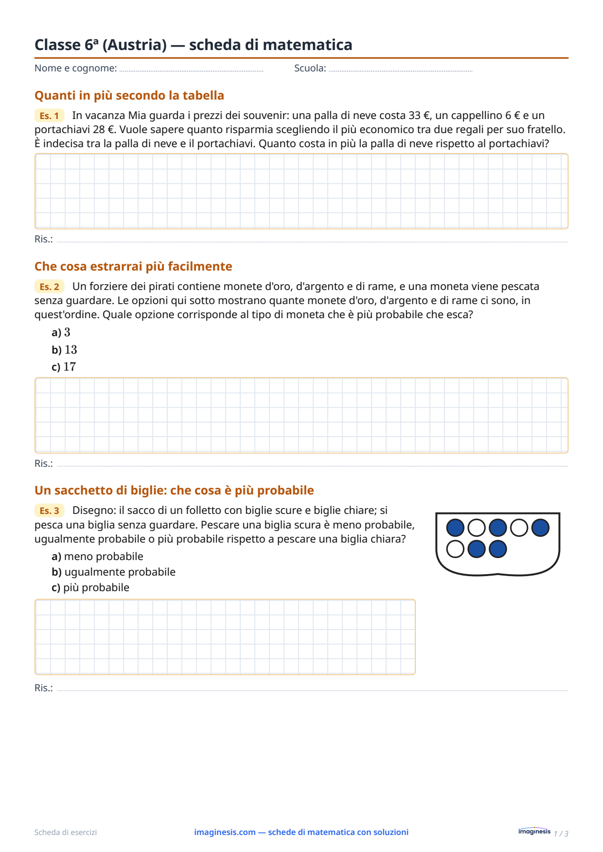 Classe 6ª (Austria) — scheda di matematica — Scheda dello studente: scheda di matematica da stampare (Classe 6ª, Austria)