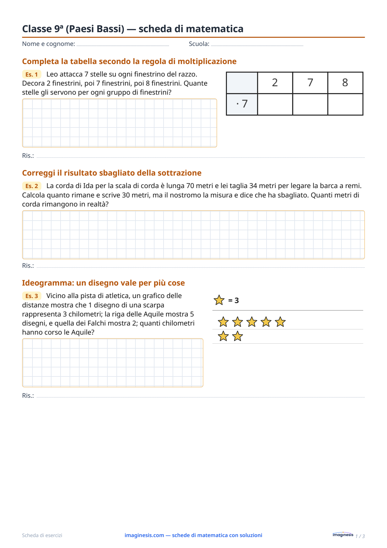 Classe 9ª (Paesi Bassi) — scheda di matematica — Scheda dello studente: scheda di matematica da stampare (Classe 9ª, Paesi Bassi)