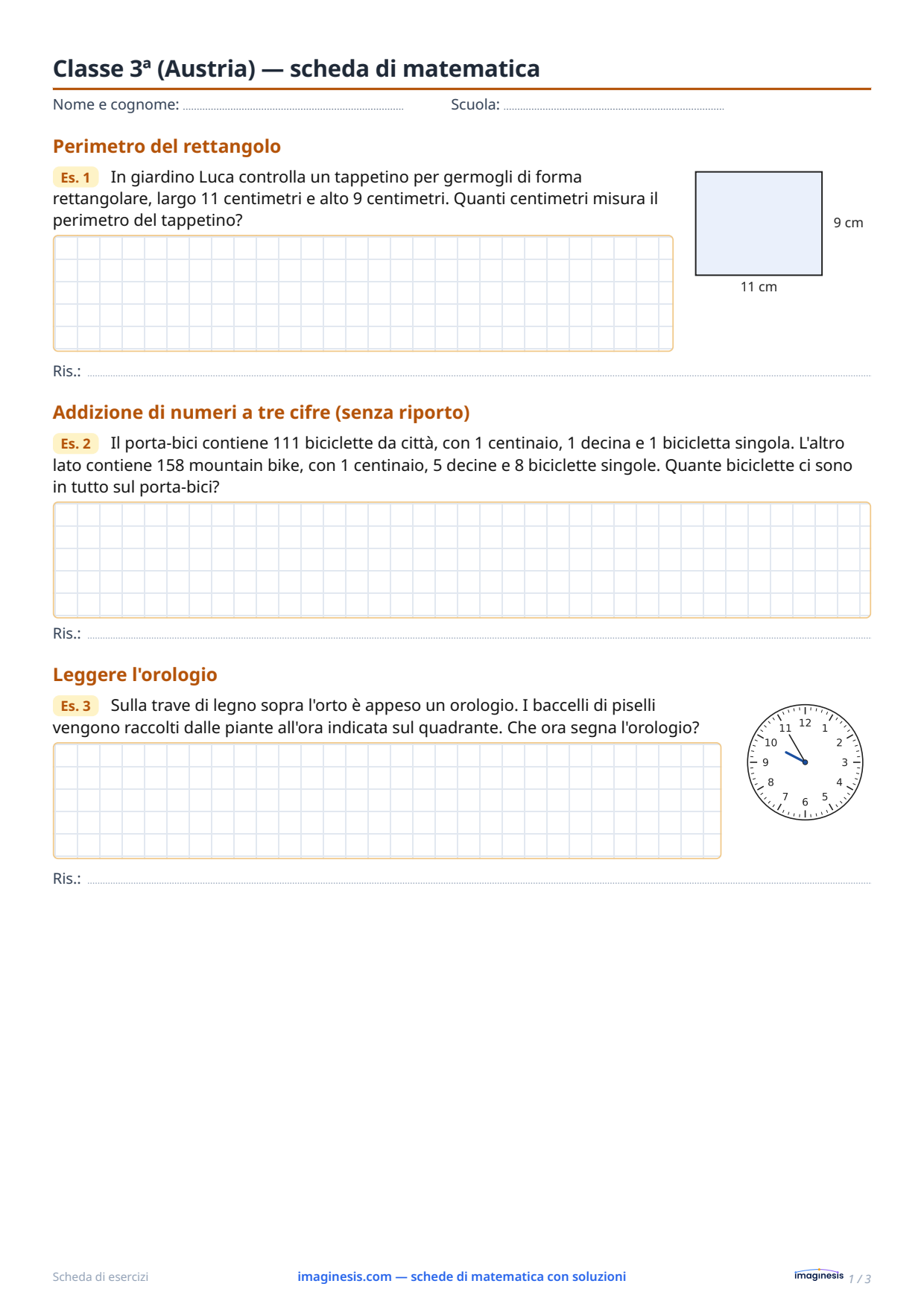 Classe 3ª (Austria) — scheda di matematica — Scheda dello studente: scheda di matematica da stampare (Classe 3ª, Austria)