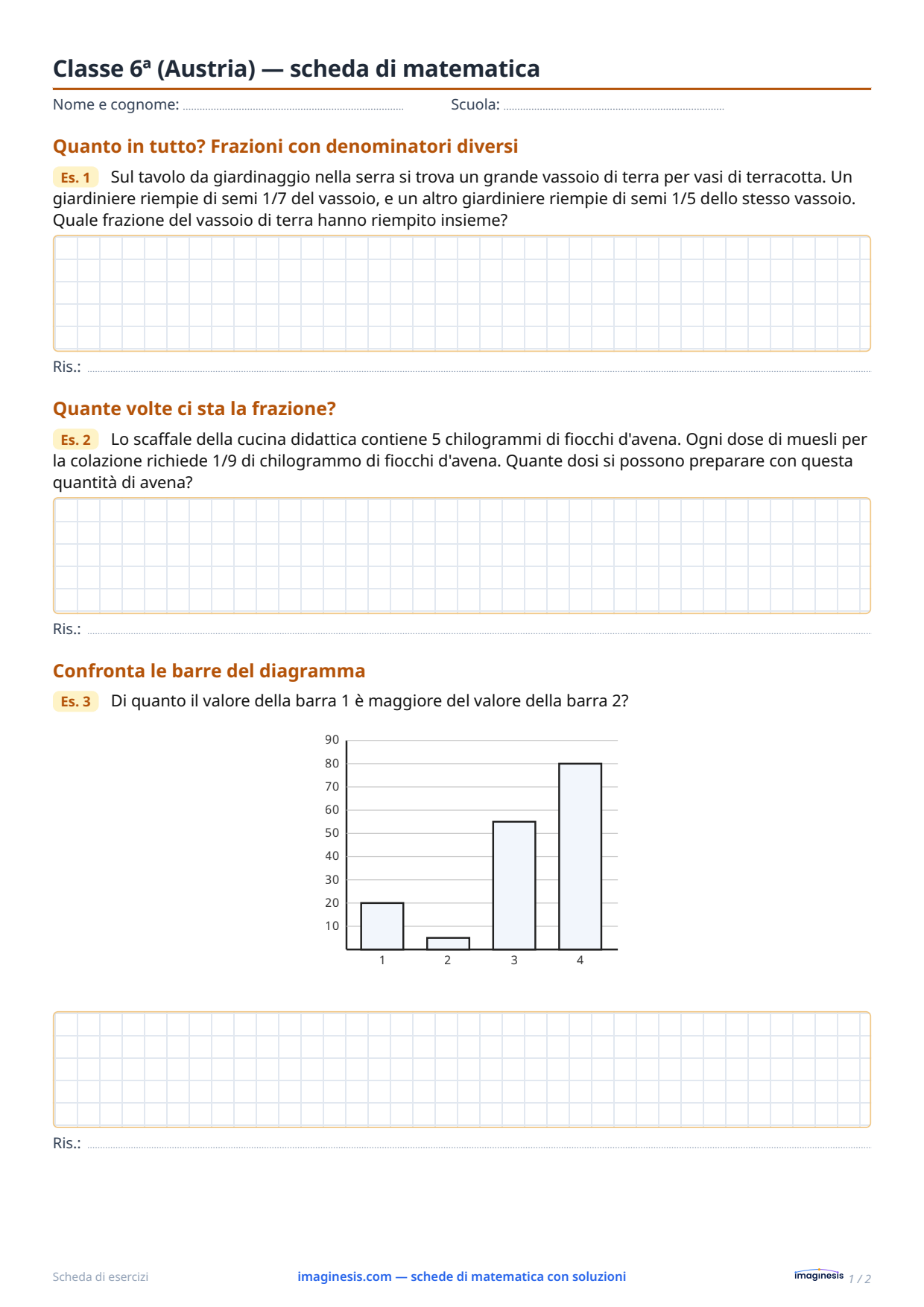 Classe 6ª (Austria) — scheda di matematica — Scheda dello studente: scheda di matematica da stampare (Classe 6ª, Austria)